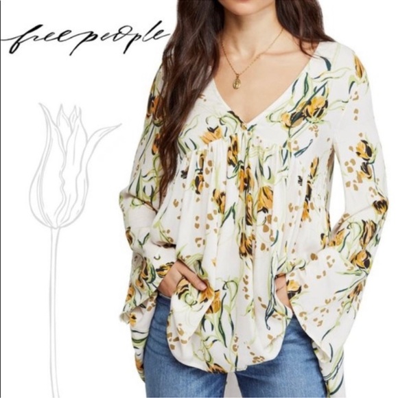 Free People Tops - Free People Floral Bella Tunic Top Size Small